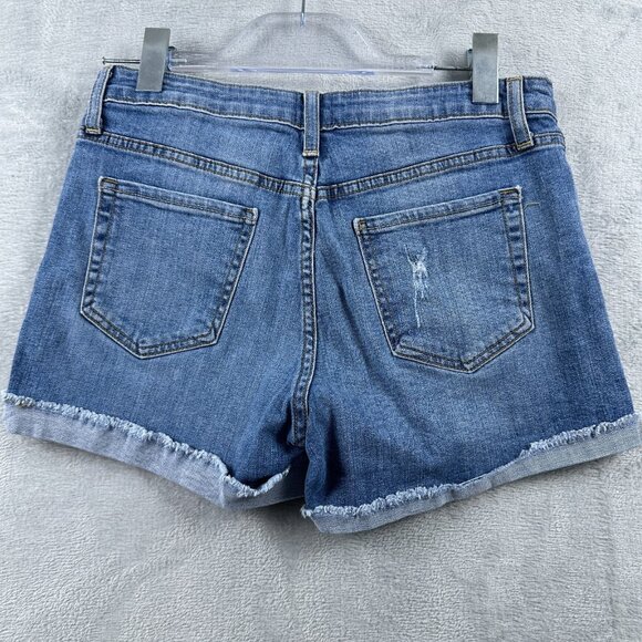 Just Black Jeans Short Women Size 28 Medium Wash Distressed SF32H-3 Made in USA - Picture 2 of 9